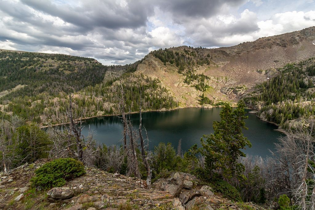 View of Sheep Lake from a lookout on the slopes north of the lake.